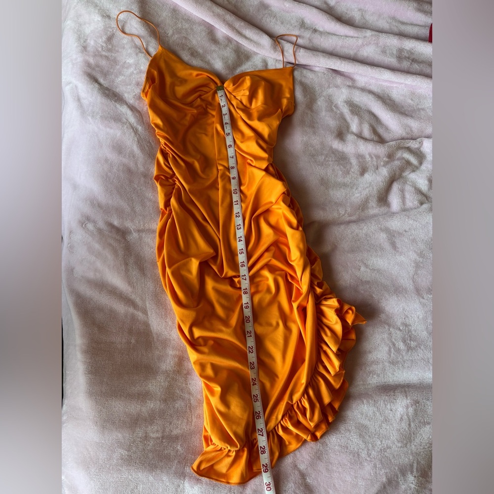 Bright Orange Ruffled Mini Dress - Picture 8 of 8